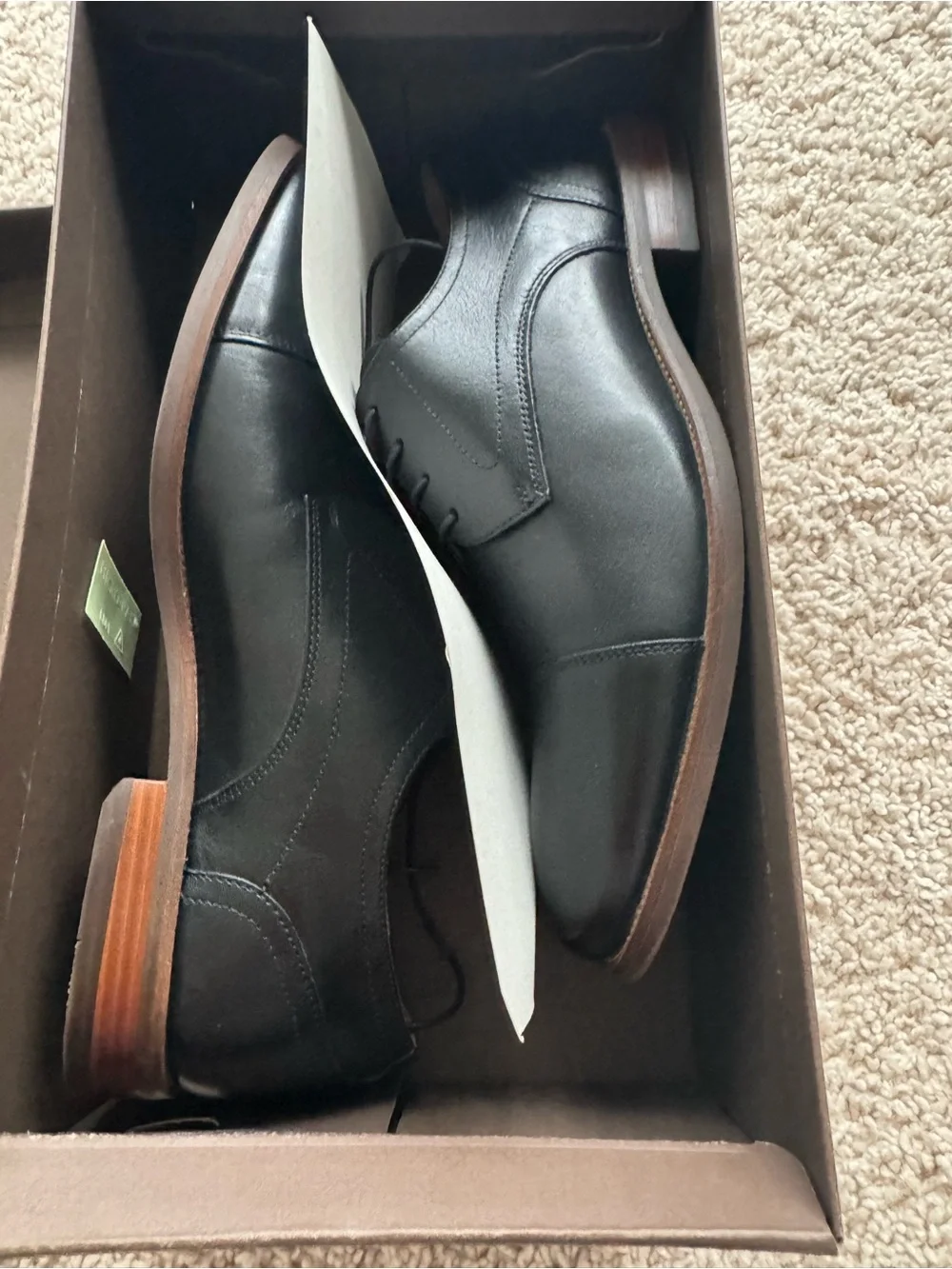 Florsheim Black Leather Cap-Toe Derby Dress Shoes